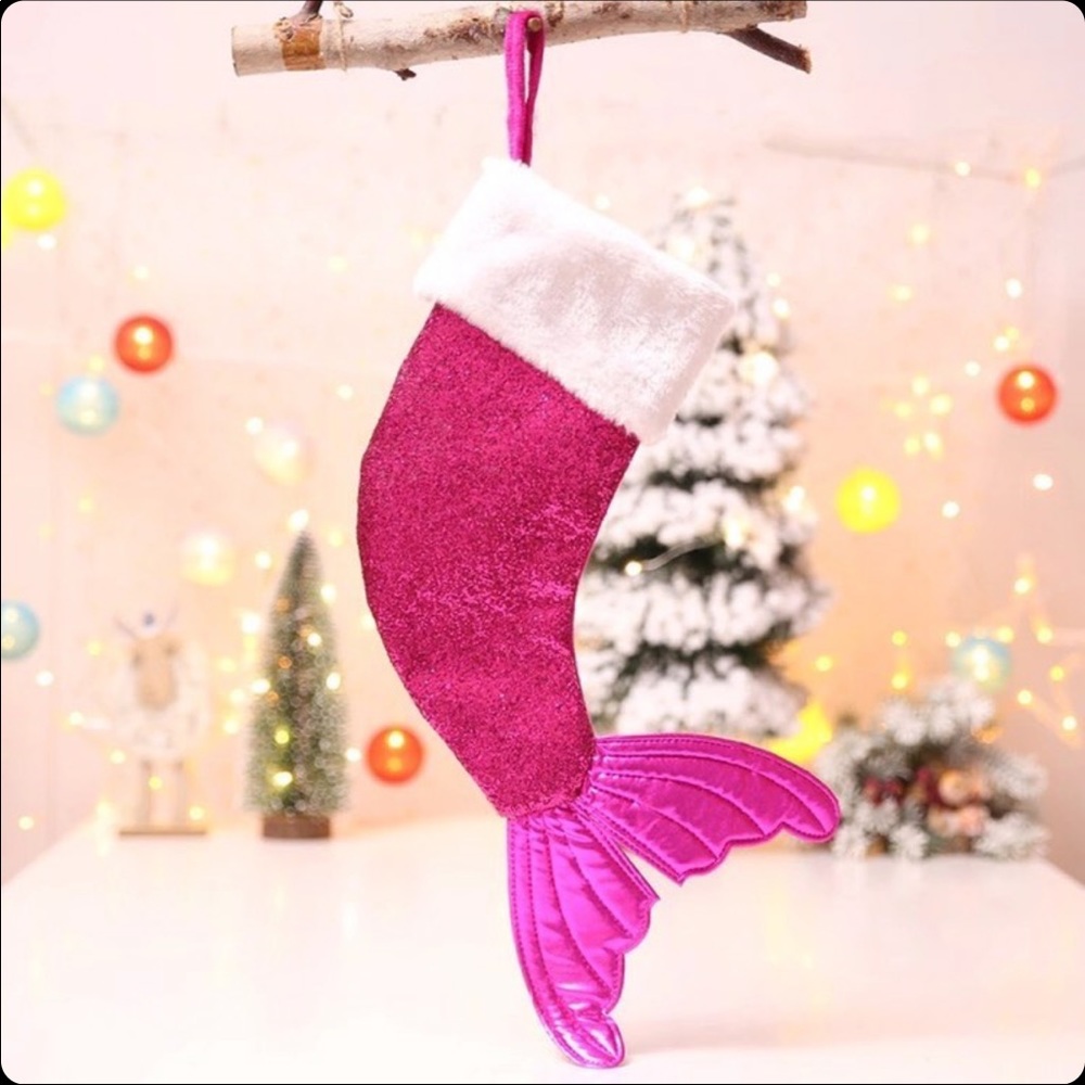 LAST ONE! PINK Mermaid Tail Christmas Stocking - Picture 2 of 4